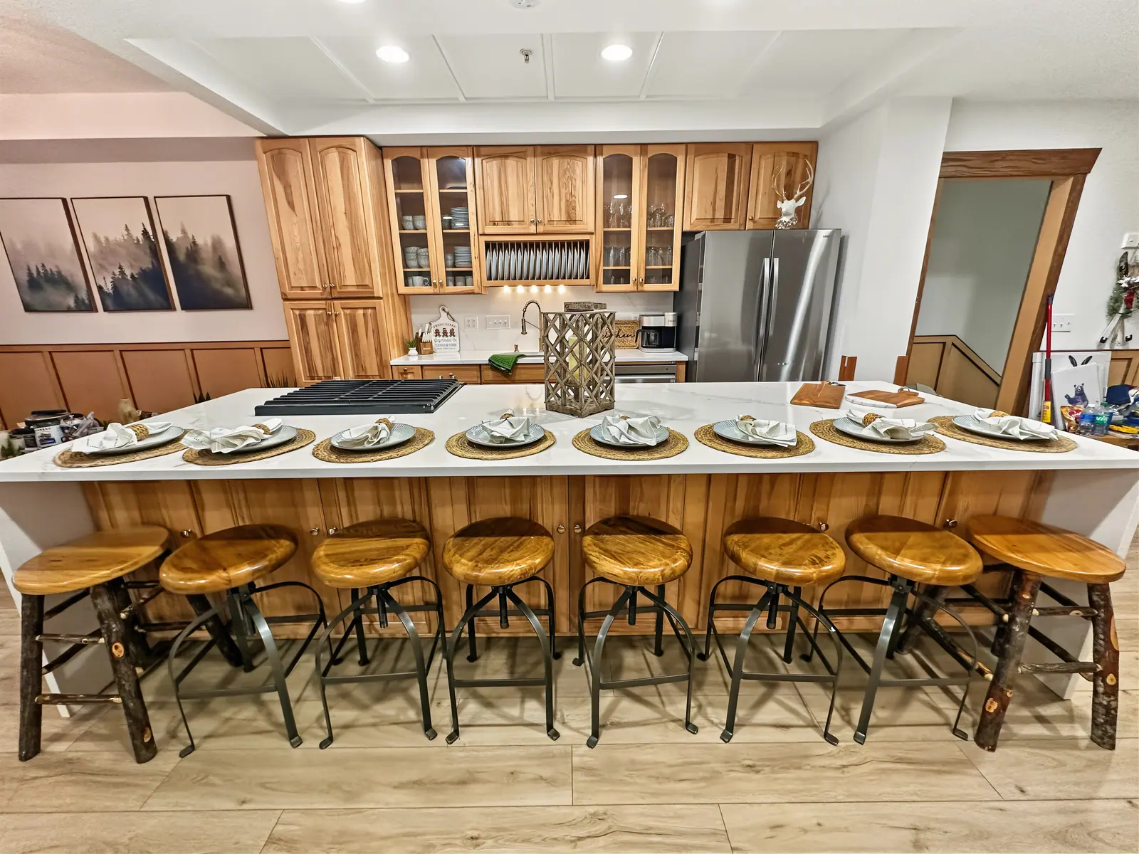 Kitchen at Black Bear 33 with a 12-foot waterfall island and bar seating for eight