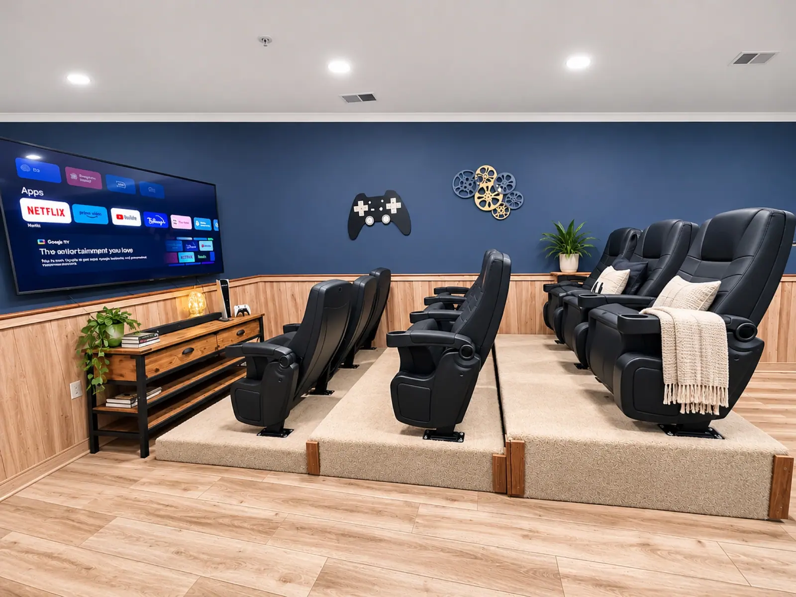Theater seats facing a big screen on the Black Bear 33 game level