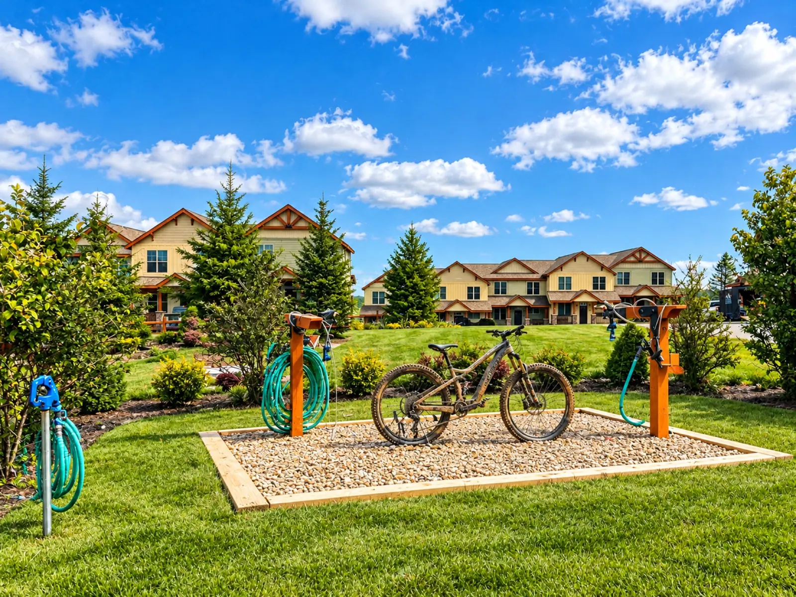 Bike wash station next to the pavilion at Black Bear Crossing