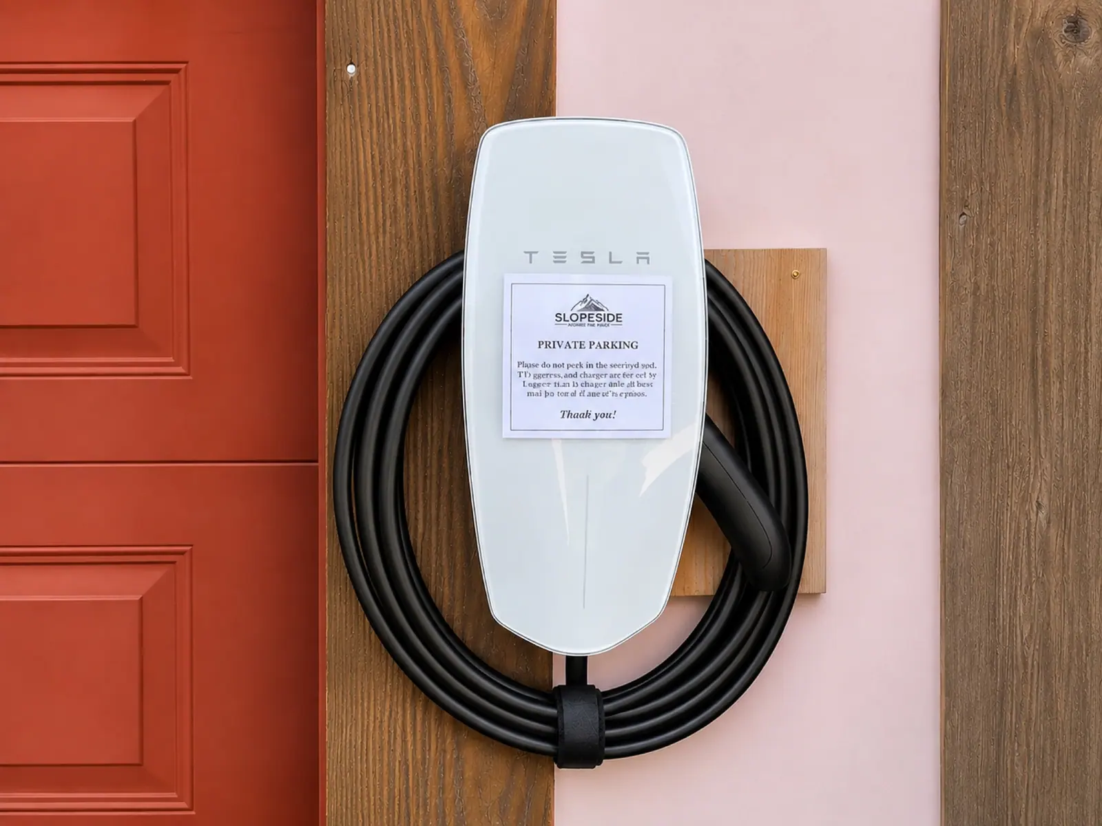 Private Tesla charger at Loggers Run 12