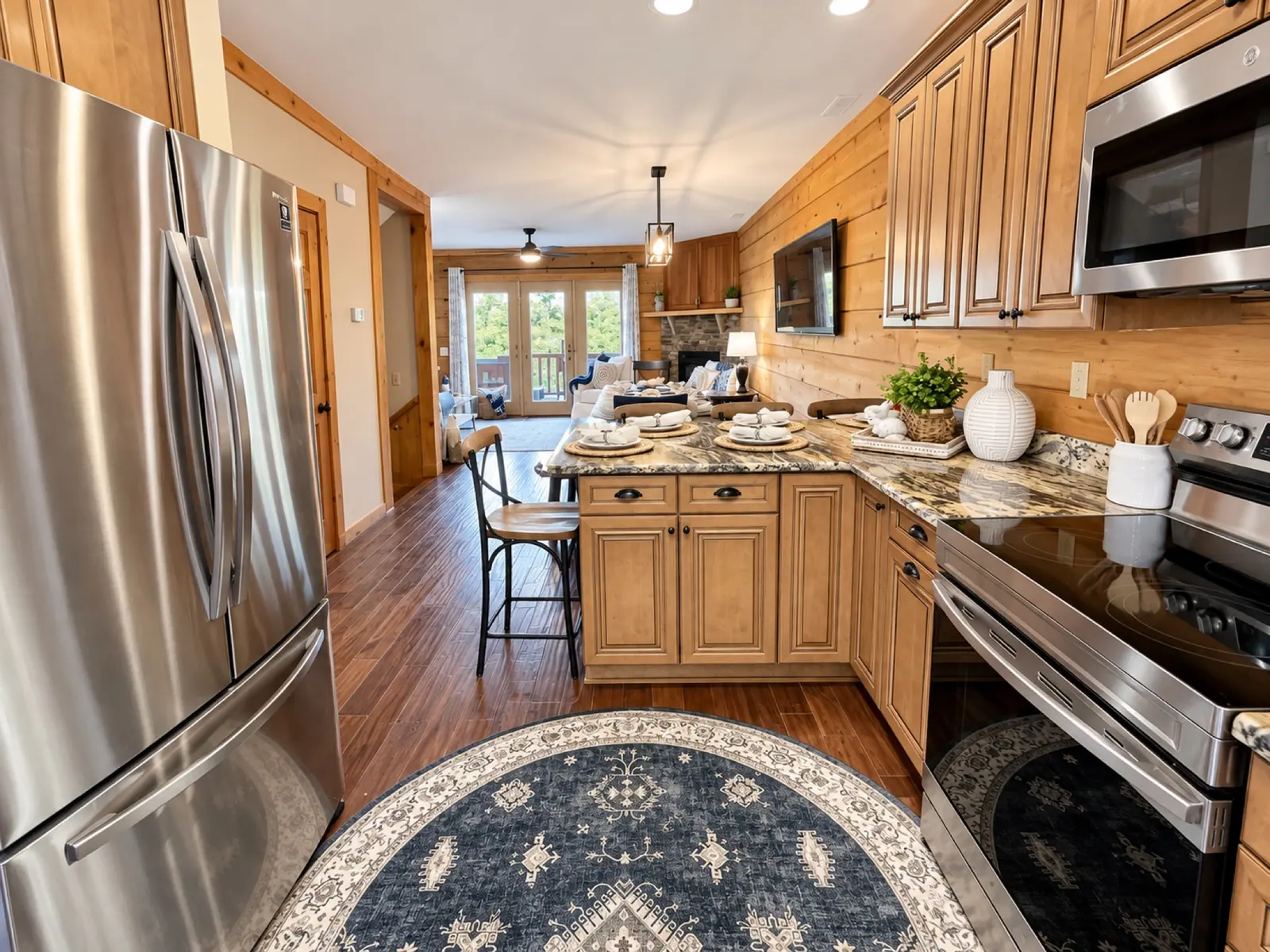 Kitchen at Loggers Run 16 with maple cabinets