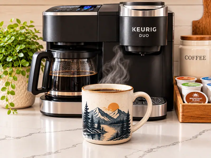 Keurig Duo coffee maker and mug