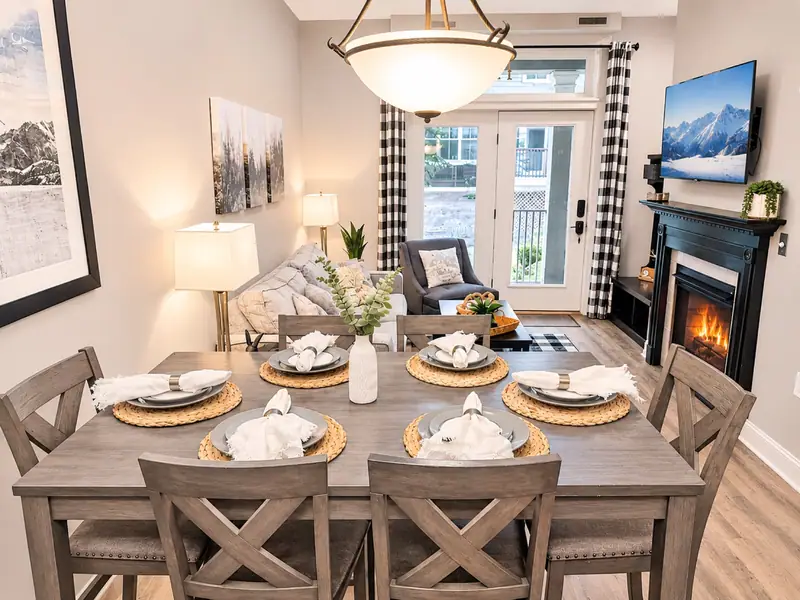 Dining table set for six at Seneca 113